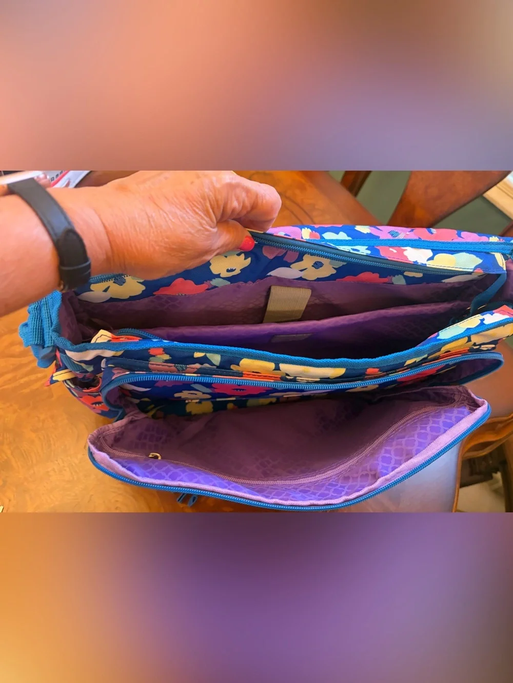 Floral Blue Messenger Bag - Unknown Brand